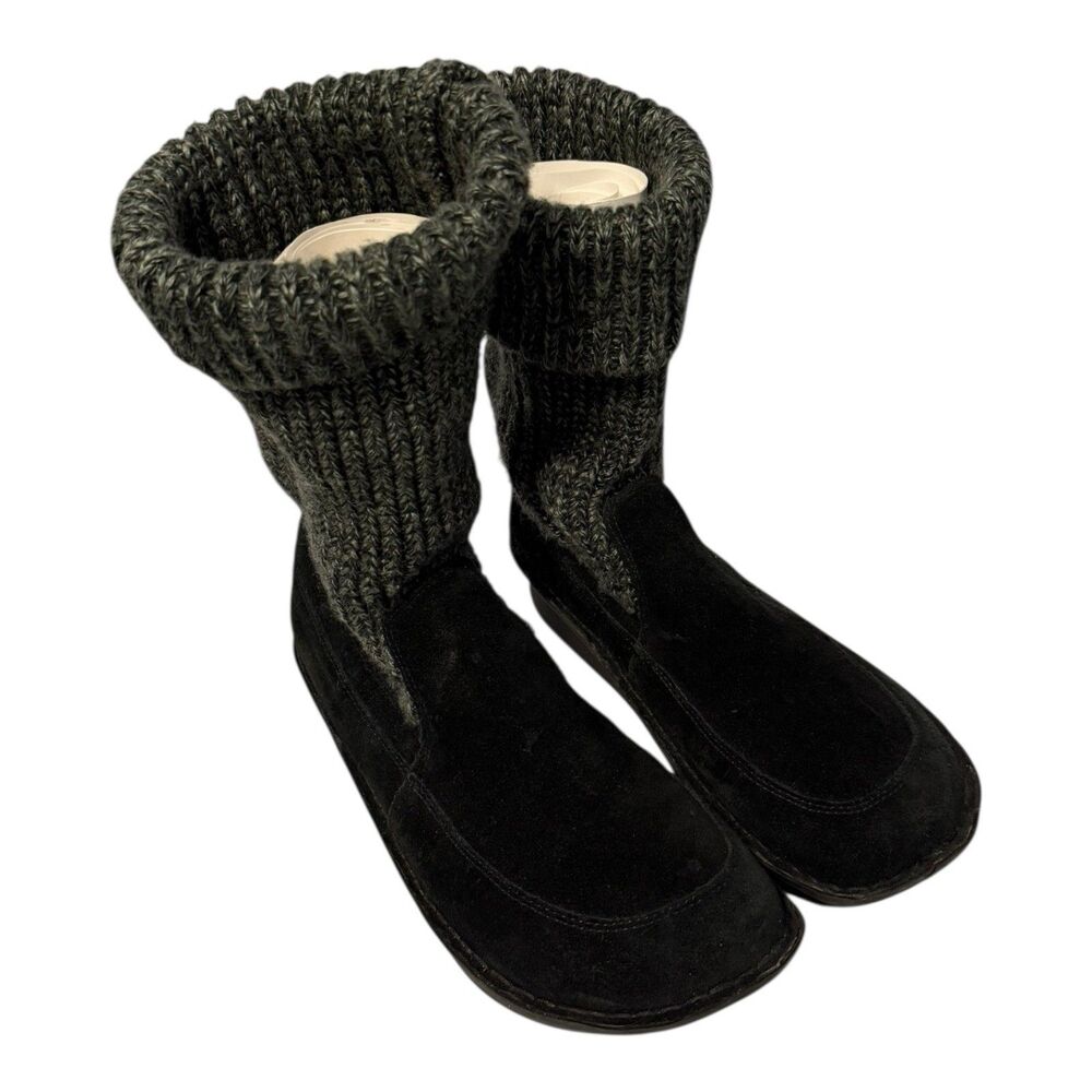 Alegria Juneau Knit/Black Suede Leather Boots Women’s 40 - US 9.5-10 Boho Casual